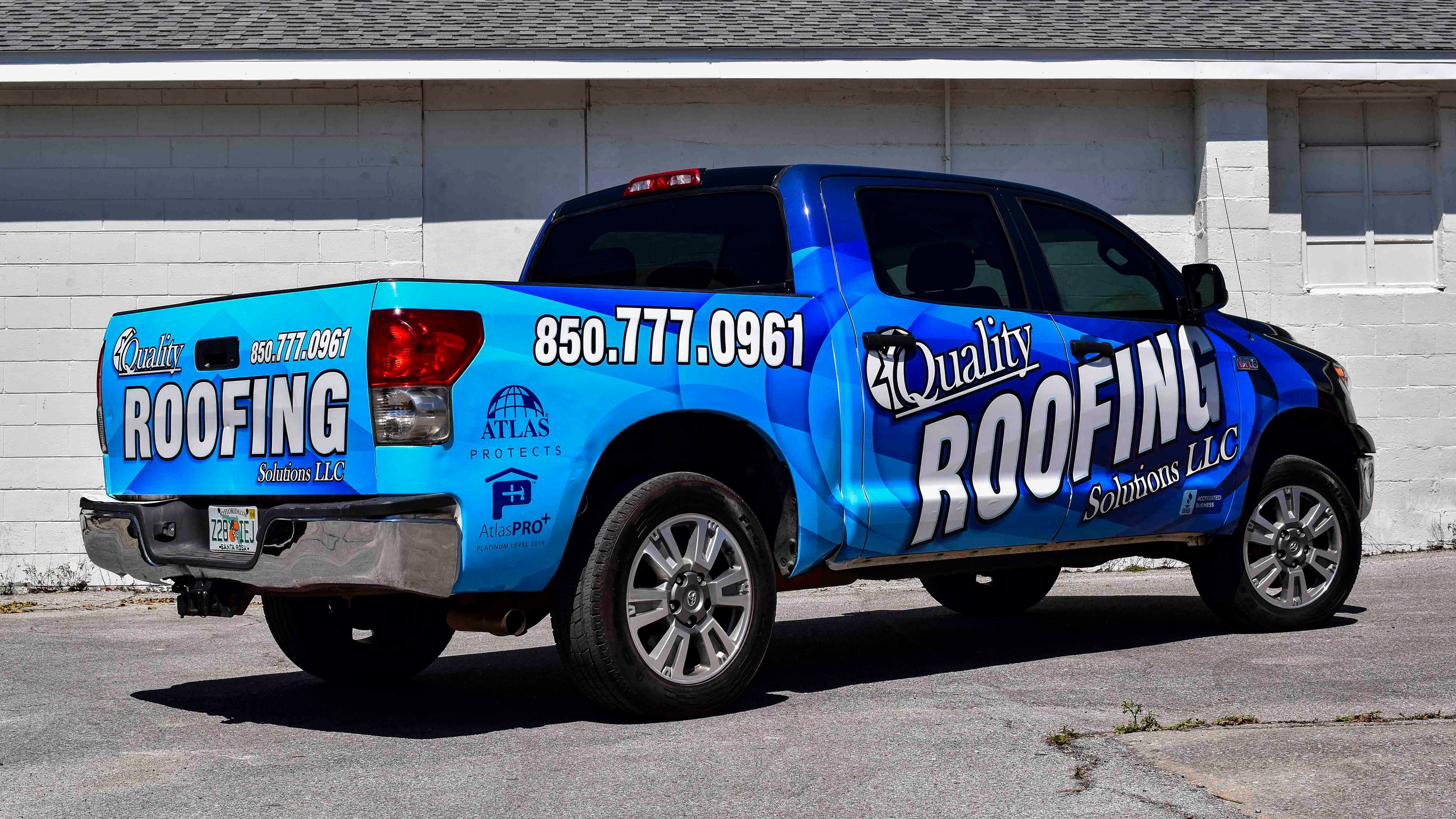 Quality Roofing company truck graphics wrapo