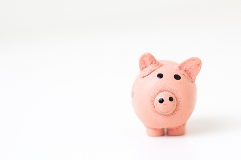 clay piggy bank.